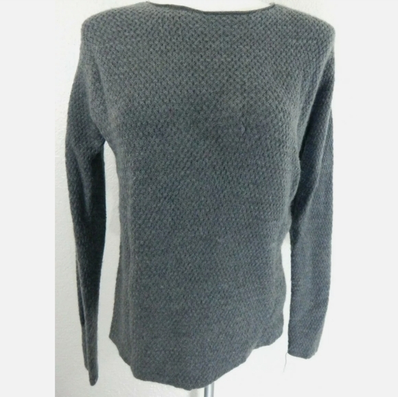 Eileen Fisher Gray Textured Merino Crew Neck Sweater - Picture 1 of 3